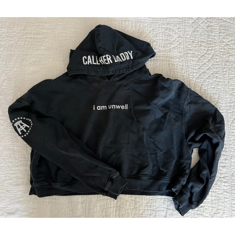Barstool Sports Call Her Daddy I Am Unwell Cropped Hoodie Black XL Made in USA